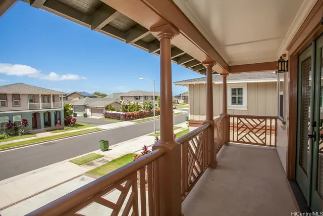 a view of a balcony with city view