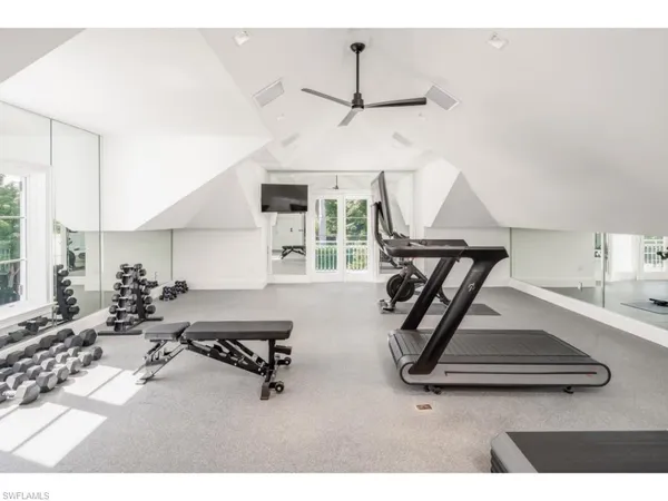 a view of a room with gym equipment