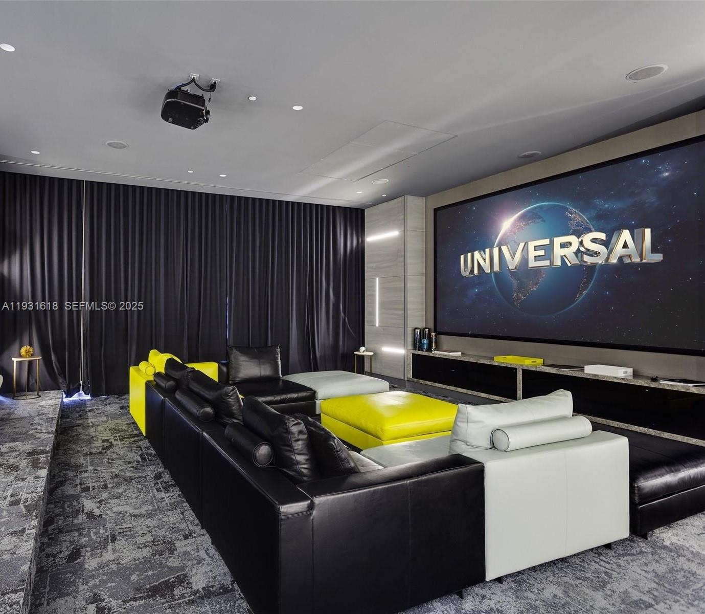 55 Southwest 9th Street, Unit 3707 Miami, FL 33130 - Photo 23 of 25 a room with furniture and projector