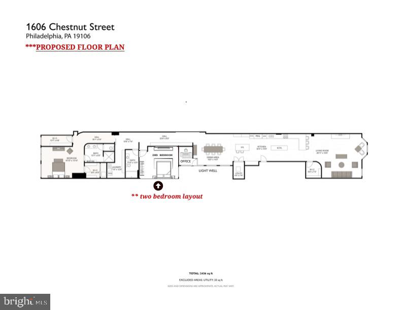 1606 Chestnut Street, Unit 2 Philadelphia, PA 19103 - Photo 59 of 60 Proposed layout for 2 bedroom + office