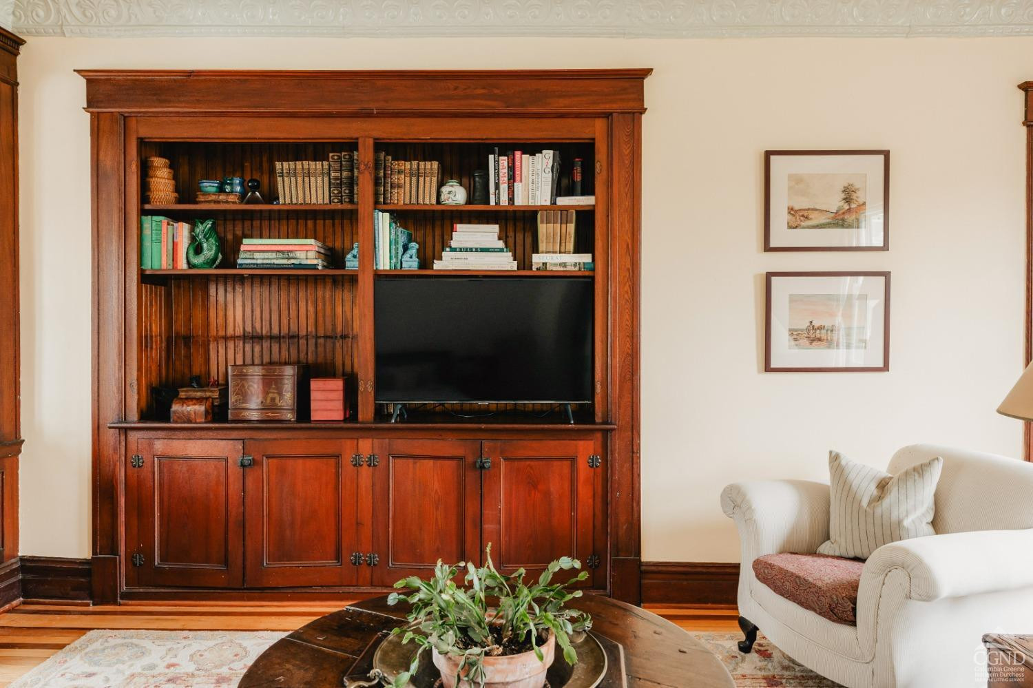 110 Stickle Road Hudson, NY 12534 - Photo 18 of 58 a living room with furniture cabinets and a flat screen tv