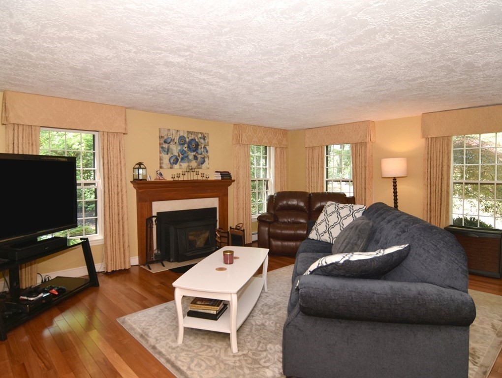 3 Violet Circle Milford, MA 01757 - Photo 13 of 41 a living room with furniture a flat screen tv and a fireplace