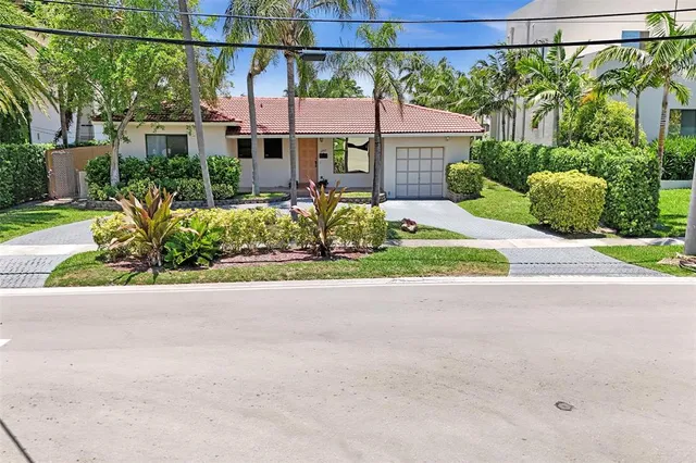 a view of a garden with a patio