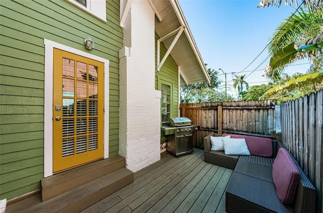 a view of deck with furniture