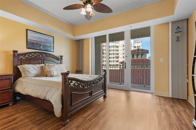 a bathroom with a shower and a glass door