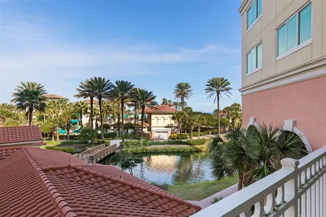 a view of a lake with a big yard