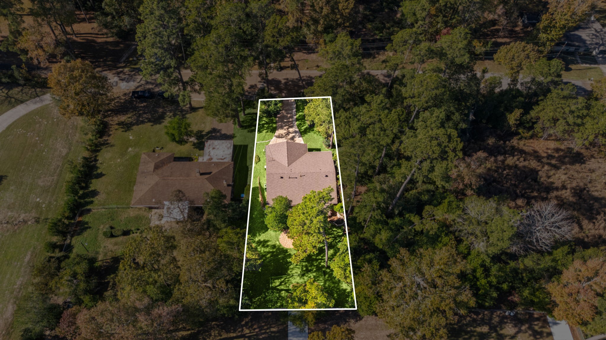 113 Hillendale Street Livingston, TX 77351 - Photo 43 of 47 Outlined aerial view showing the depth of the lot.