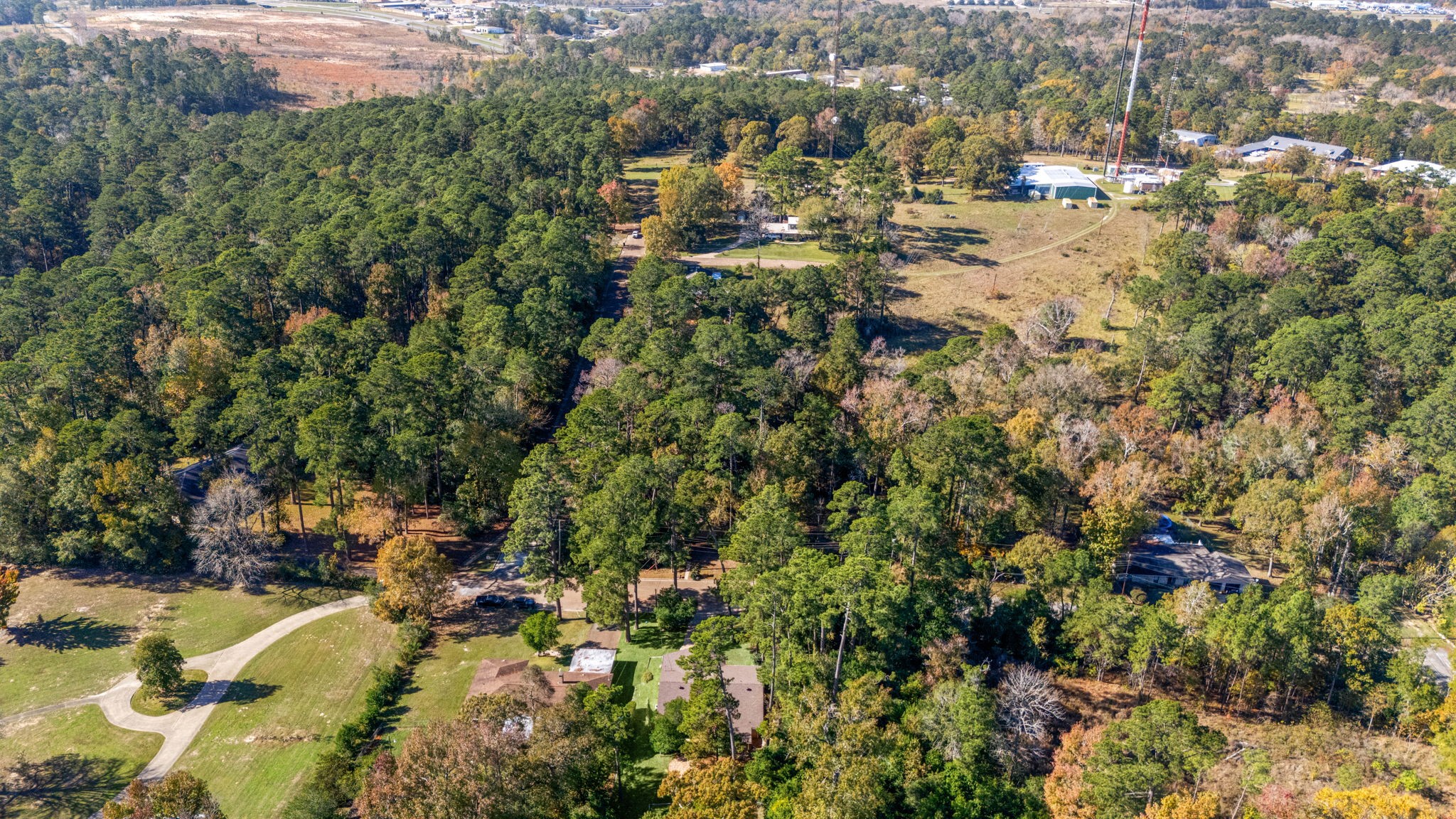 113 Hillendale Street Livingston, TX 77351 - Photo 45 of 47 Aerial view showing the home’s peaceful wooded surroundings.