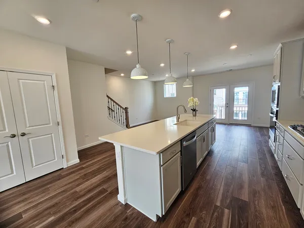 a large kitchen with a lot of counter space