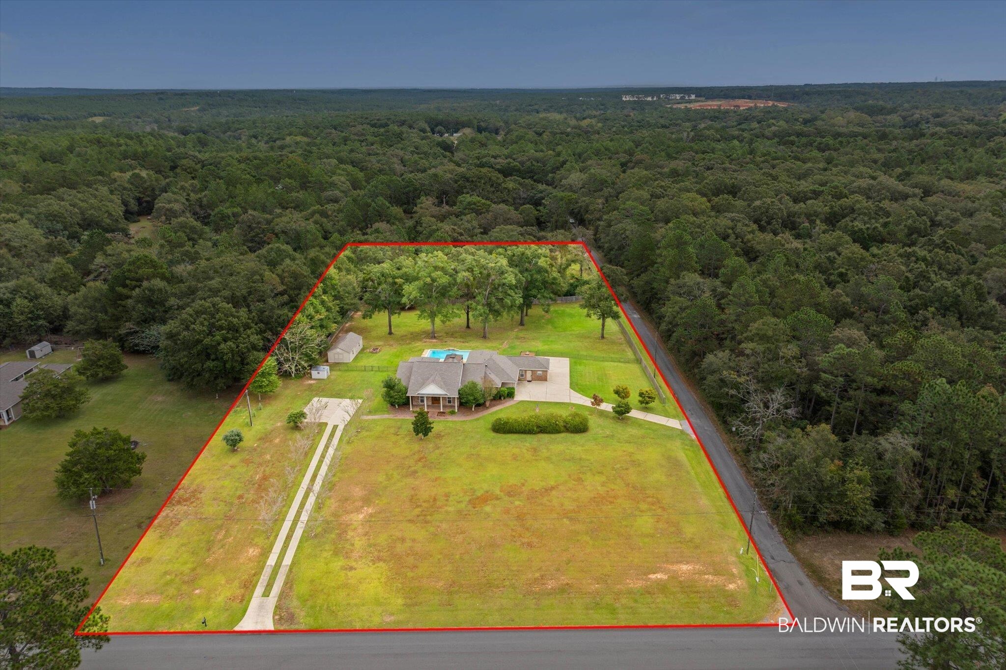 5270 Rodgers Road Eight Mile, AL 36613 - Photo 36 of 38 View of subject property with a heavily wooded area and property boundaries highlighted