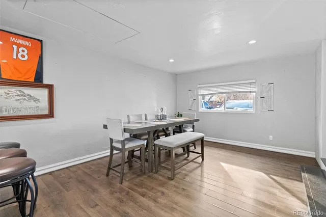 a workspace with wooden floor