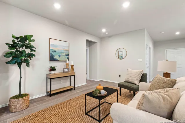 a living room with furniture