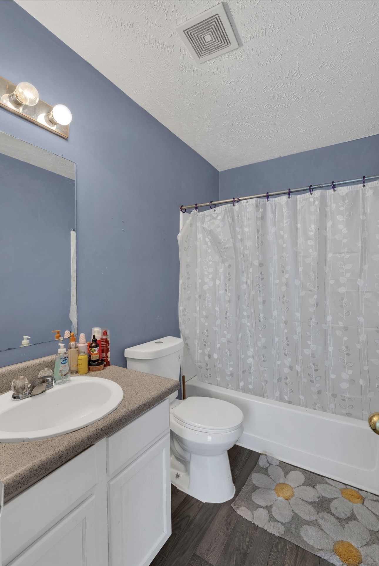 Undisclosed Address Antioch, TN 37013 - Photo 15 of 18 a bathroom with a sink a toilet and shower curtain
