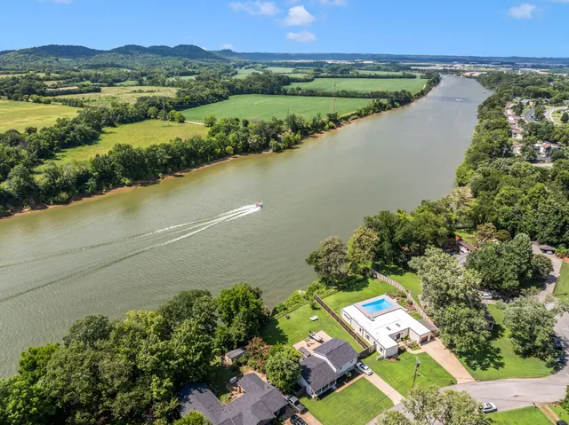 a view of a lake with a mountain