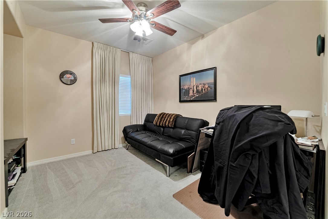 5915 Karnes Ranch Avenue Las Vegas, NV 89131 - Photo 7 of 28 Office featuring light carpet and a ceiling fan
