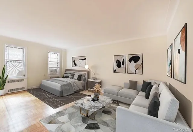 a living room with furniture