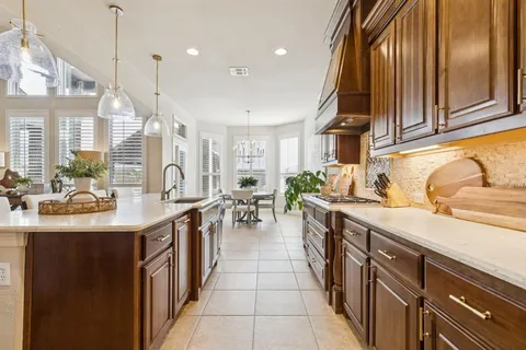 a kitchen with lots of counter top space