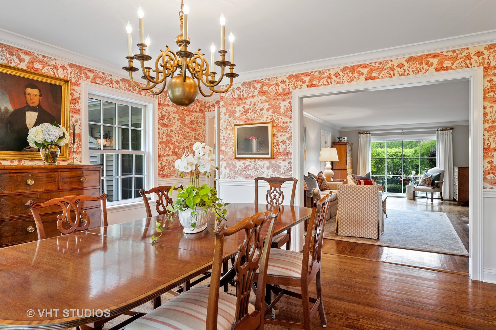 1175 Hill Road Winnetka, IL 60093 - Photo 16 of 37 a dining room with furniture potted plants and wooden floor