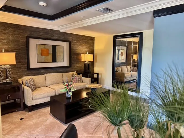 a living room with furniture