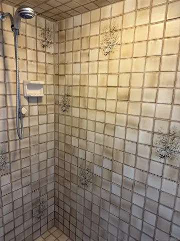 a bathroom with a shower
