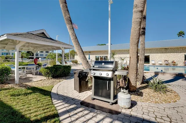 a view of a lake with boats and other equipment