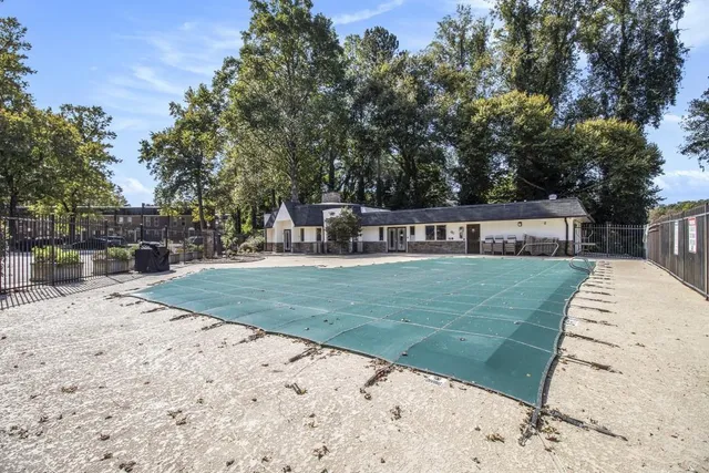 a view of road with large trees