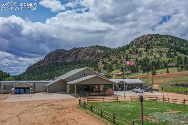 a view of a kitchen from a window