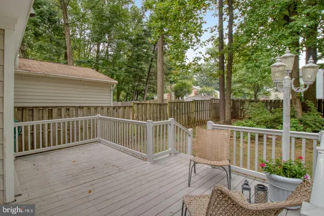 a view of a chair in wooden deck