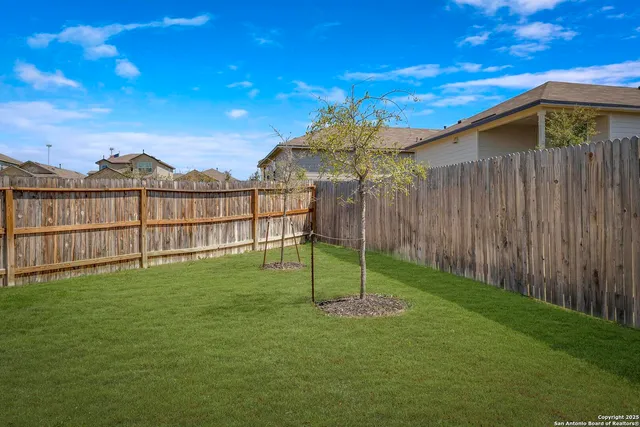a view of a backyard with a garden