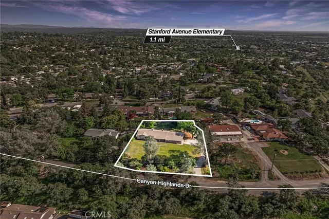 an aerial view of a house