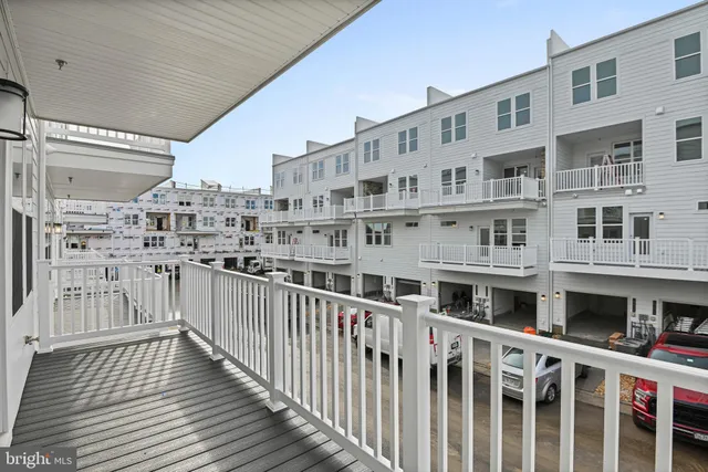 a view of a building from a balcony