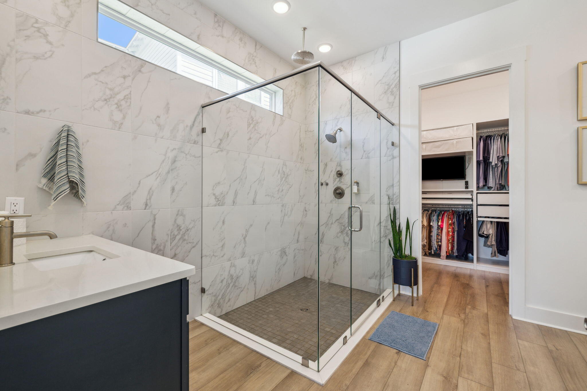 282 West Lafayette Rd Inlet Beach Inlet Beach, FL 32461 - Photo 19 of 40 a bathroom with a shower and a sink
