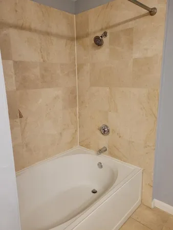 a bathroom with a bathtub