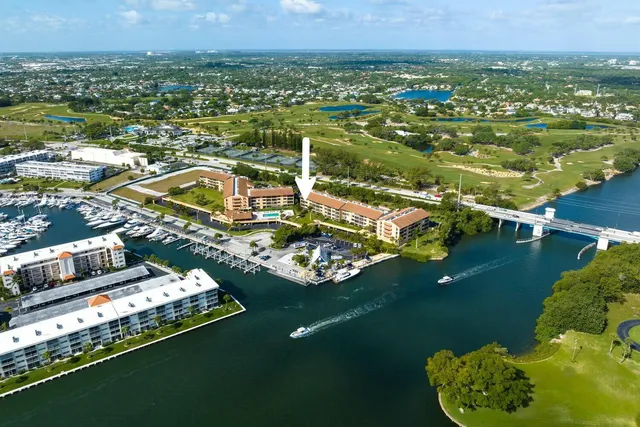 a view of a lake with a city