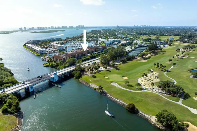 a view of a lake with a city