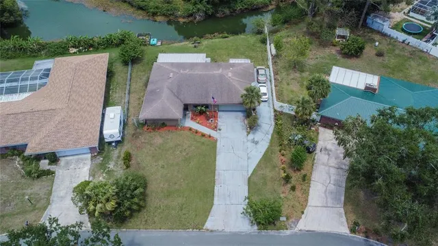 an aerial view of a house