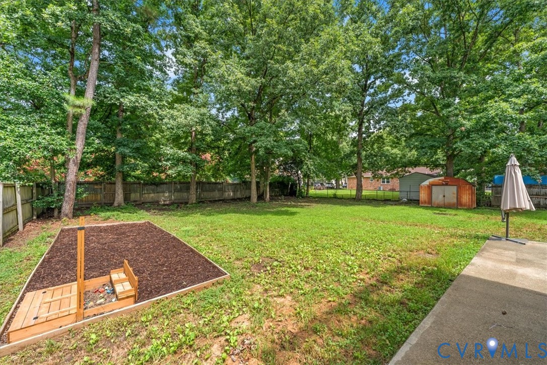 7010 Slate Road Chesterfield, VA 23832 - Photo 9 of 45 Expansive backyard featuring a lush lawn, mature t