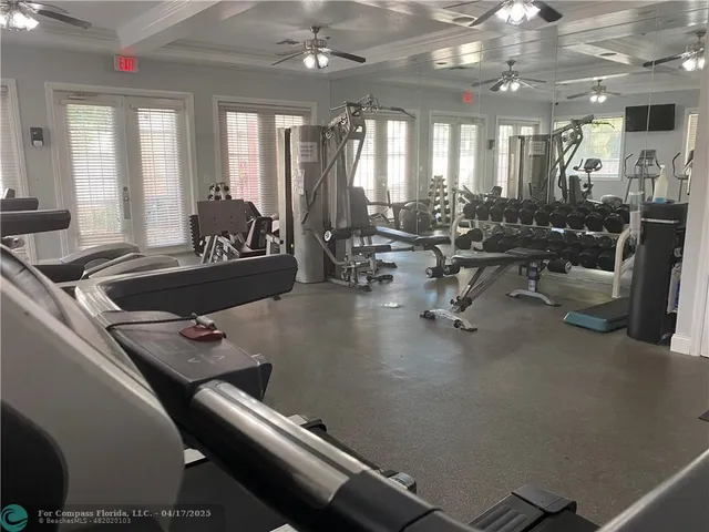 a room with gym equipment