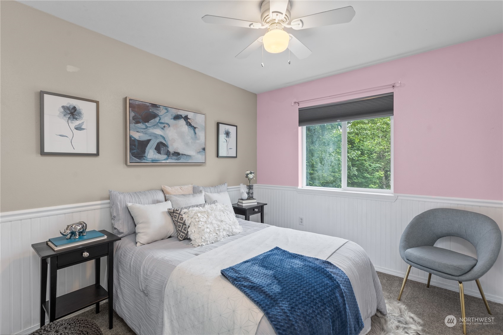 306 South Lake Roesiger Road Snohomish, WA 98290 - Photo 21 of 40 a bedroom with a bed and a chandelier