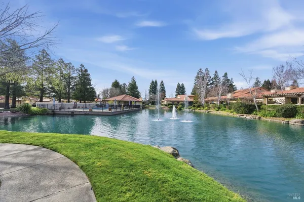 a view of a lake with houses