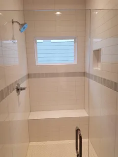 a bathroom with a shower