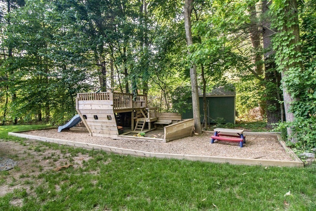 11 Stagecoach Road Medfield, MA 02052 - Photo 35 of 38 a backyard of a house with table and chairs