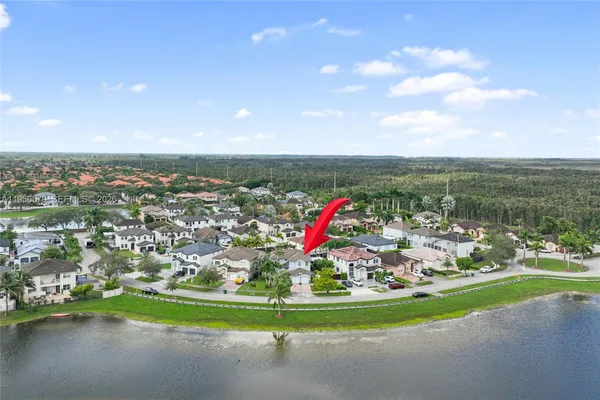an aerial view of a house