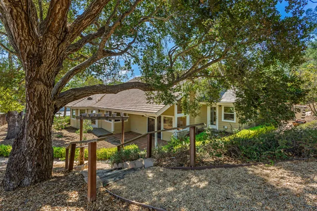 front view of a house with a tree