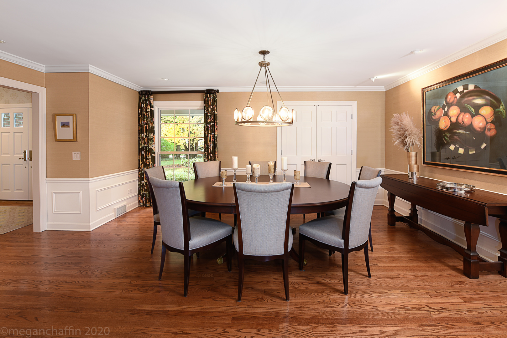 1115 Mohawk Road Wilmette, IL 60091 - Photo 15 of 66 a dining room with furniture a chandelier and wooden floor