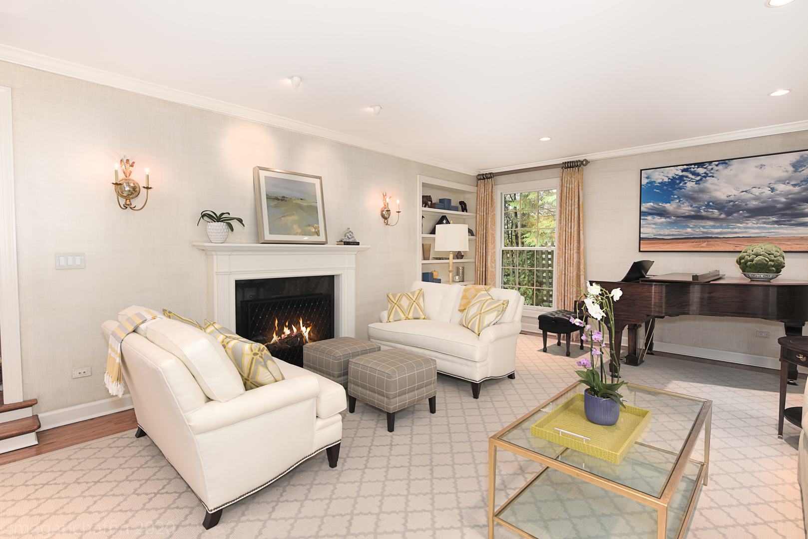 1115 Mohawk Road Wilmette, IL 60091 - Photo 18 of 66 a living room with furniture and a fireplace
