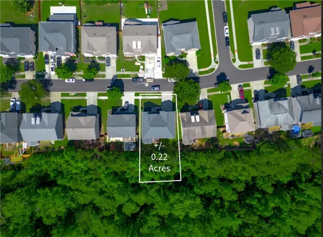 an aerial view of multiple house