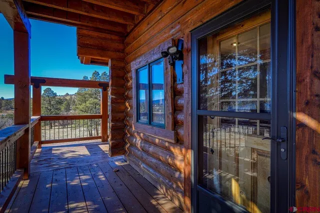 a view of a balcony with an outdoor space