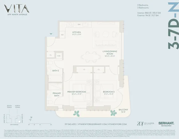 $1,950,000 | 400 West 38th Street, Unit 5DN | Hudson Yards