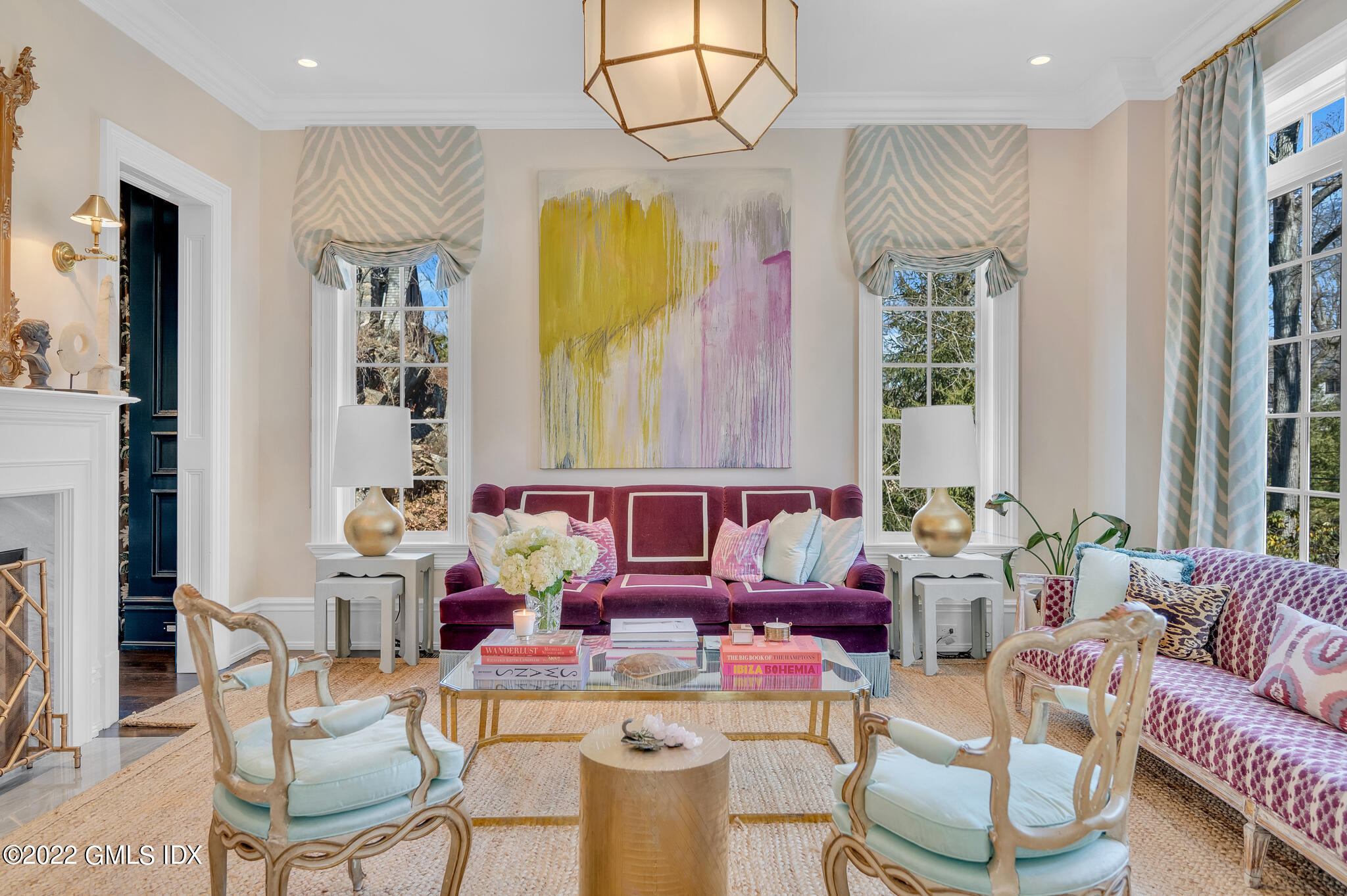 21 Woodside Drive Greenwich, CT 06830 - Photo 2 of 35 a living room with fireplace furniture and a large window
